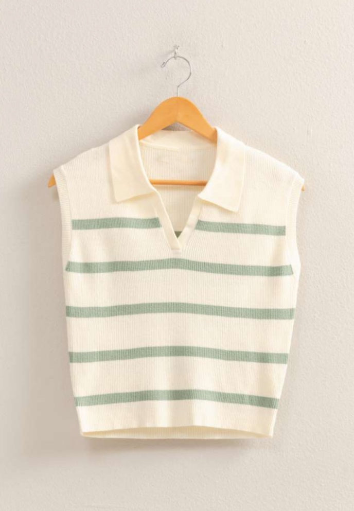 Major Stripes Collared Sweater Vest