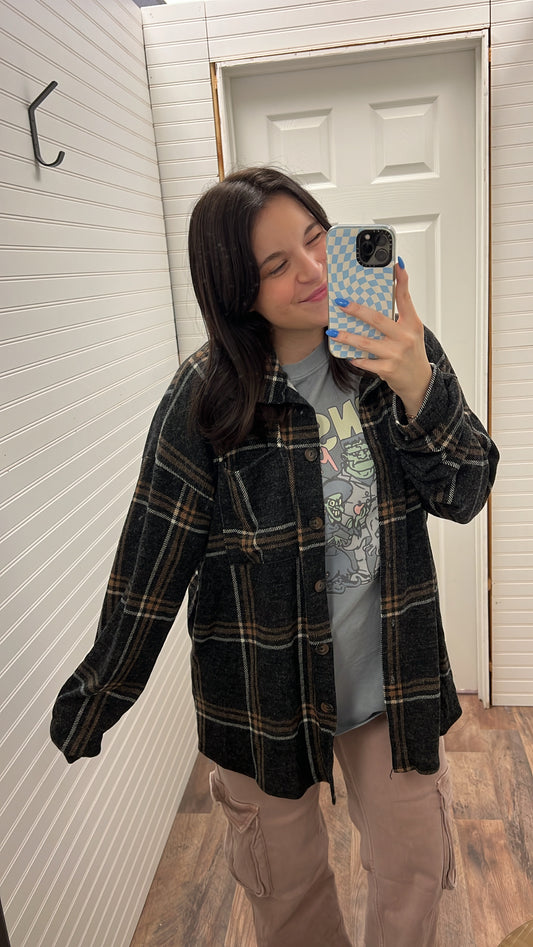 Black Plaid Plus Shacket