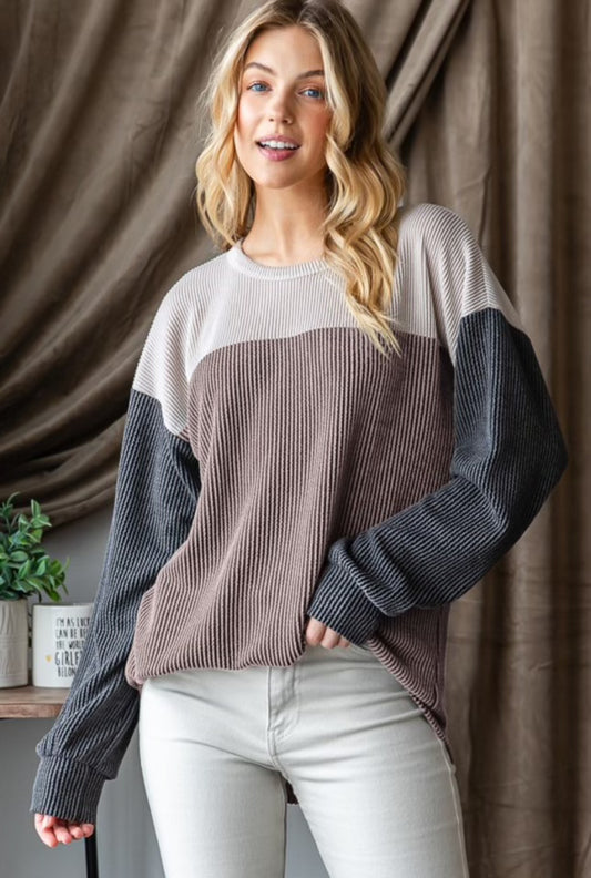 Cocoa Ribbed Plus Top