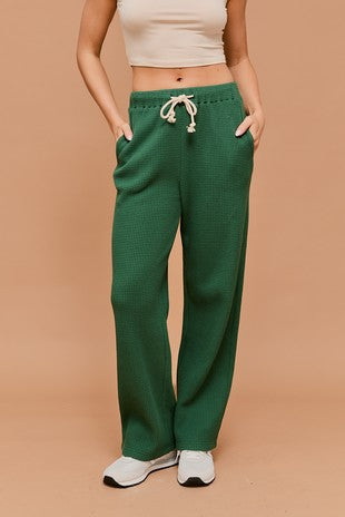 Evergreen Waffle Knit Straight Leg Pants