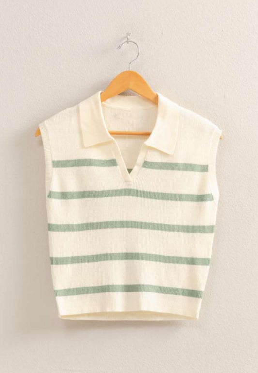 Major Stripes Collared Sweater Vest